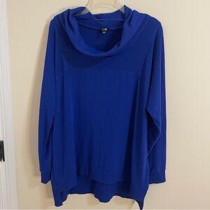 Cable & Gauge Vibrant Long Sleeve Blue Cowl Neck Tunic Sweater Women’s Size L